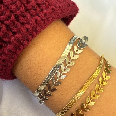 Pulseira dupla snake e espiga