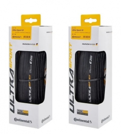 Caixas de pneus de bicicleta Continental Ultra Sport em branco e amarelo