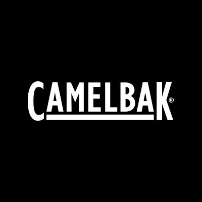 Logótipo da CamelBak em branco sobre fundo preto