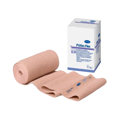 Braçadeira elástica Pütter-Flex cor pele e embalagem branca