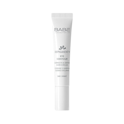 Tubo branco de creme para contorno de olhos BABE LABORATORIOS DEPIGMENT+