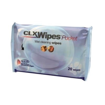 Pacote de toalhitas húmidas CLX Wipes Pocket azul e branco