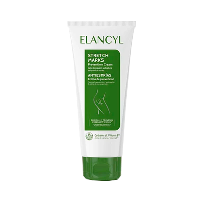 Bisnaga de creme ELANCYL para prevenção de estrias com tampa verde