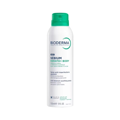 Frasco branco de spray anti-imperfeições Bioderma Sébium com tampa verde