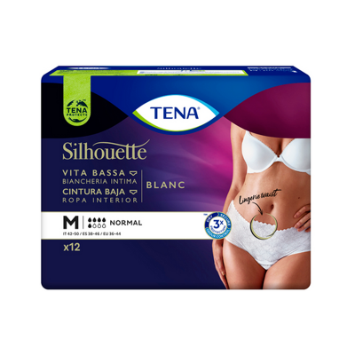 TENA Silhouette Normal Cintura Baixa Branco Tamanho M 12unidades