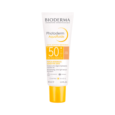 Frasco de creme protetor solar Bioderma Photoderm Aquafluide SPF 50+