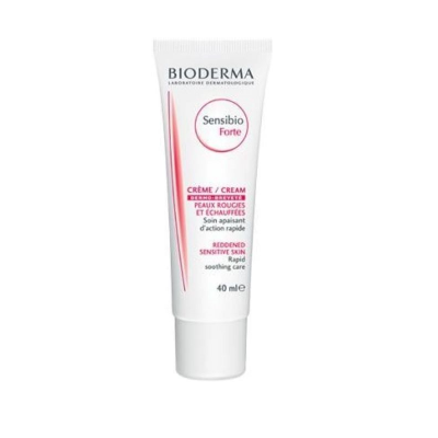 Frasco branco de creme Bioderma Sensibio Forte 40 ml