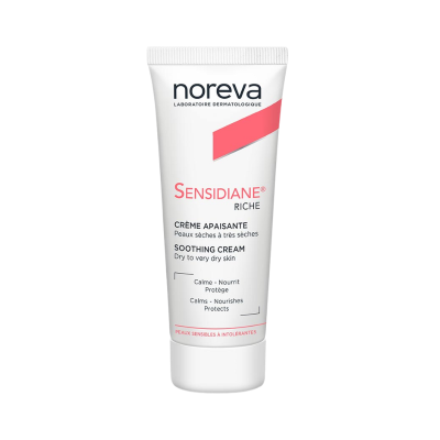 tubo branco de creme da marca Noreva Sensidiane Riche para pele seca