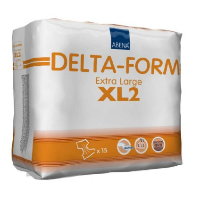 Pacote branco e laranja de fraldas Delta-Form Extra Large XL2 da ABENA