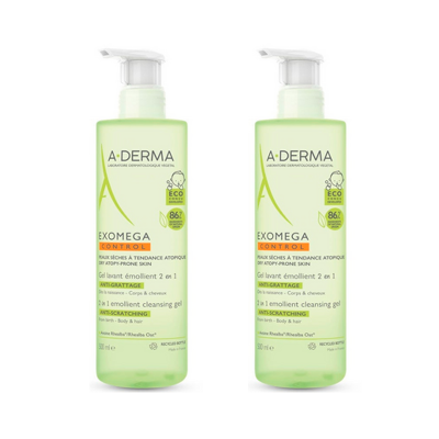 A-Derma Exomega Control Gel Lavante 2 em 1 Corpo e Cabelo 500ml