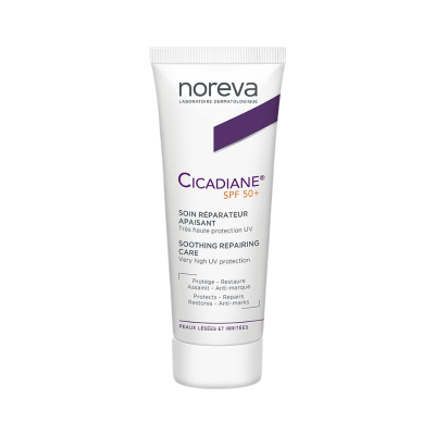 Tubo branco de creme Noreva Cicadiane SPF 50+