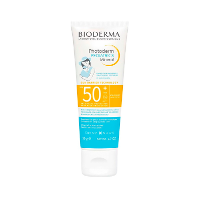 Frasco de creme protetor solar Bioderma Photoderm Pediatrics Mineral SPF 50+