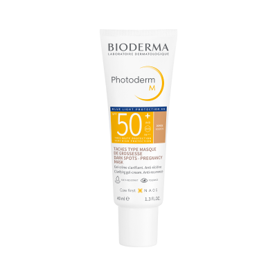 Tubo branco de creme Photoderm M SPF 50+ da Bioderma