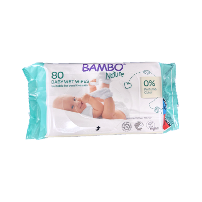 Pacote de toalhitas húmidas para bebé BAMBO Nature com 80 unidades