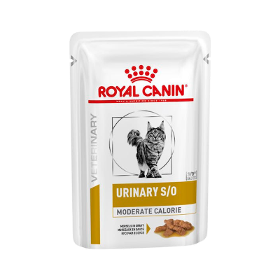 Embalagem branca de comida para gatos Royal Canin URINARY S/O