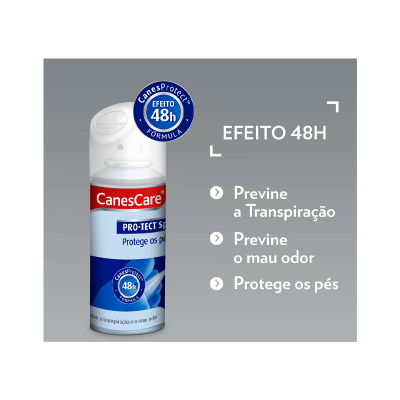 Spray CanesCare PRO-TECT 5 com selo efeito 48h fórmula e descrição de benefícios