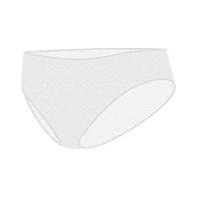 Cueca branca de malha transparente com padrão de rede