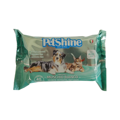 Embalagem de toalhitas húmidas Pet Shine com imagens de cão e gato