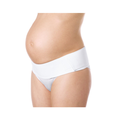 Cinta de gravidez branca ajustável em tecido elástico