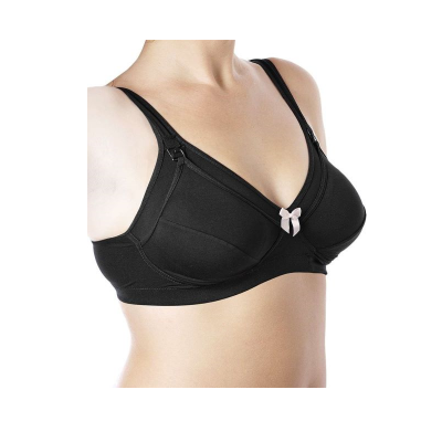 Soutien preto com laço rosa e alças ajustáveis