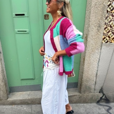 Casaco&#x20;malha&#x20;&quot;Xadrez&#x20;Colorido&quot;