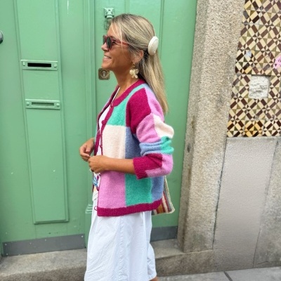 Casaco&#x20;malha&#x20;&quot;Xadrez&#x20;Colorido&quot;