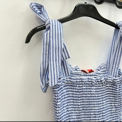 Vestido&#x20;riscas&#x20;azuis&#x20;comprido