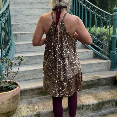 Vestido&#x20;veludo&#x20;lantejoulas&#x20;camel