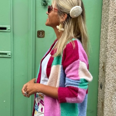 Casaco&#x20;malha&#x20;&quot;Xadrez&#x20;Colorido&quot;