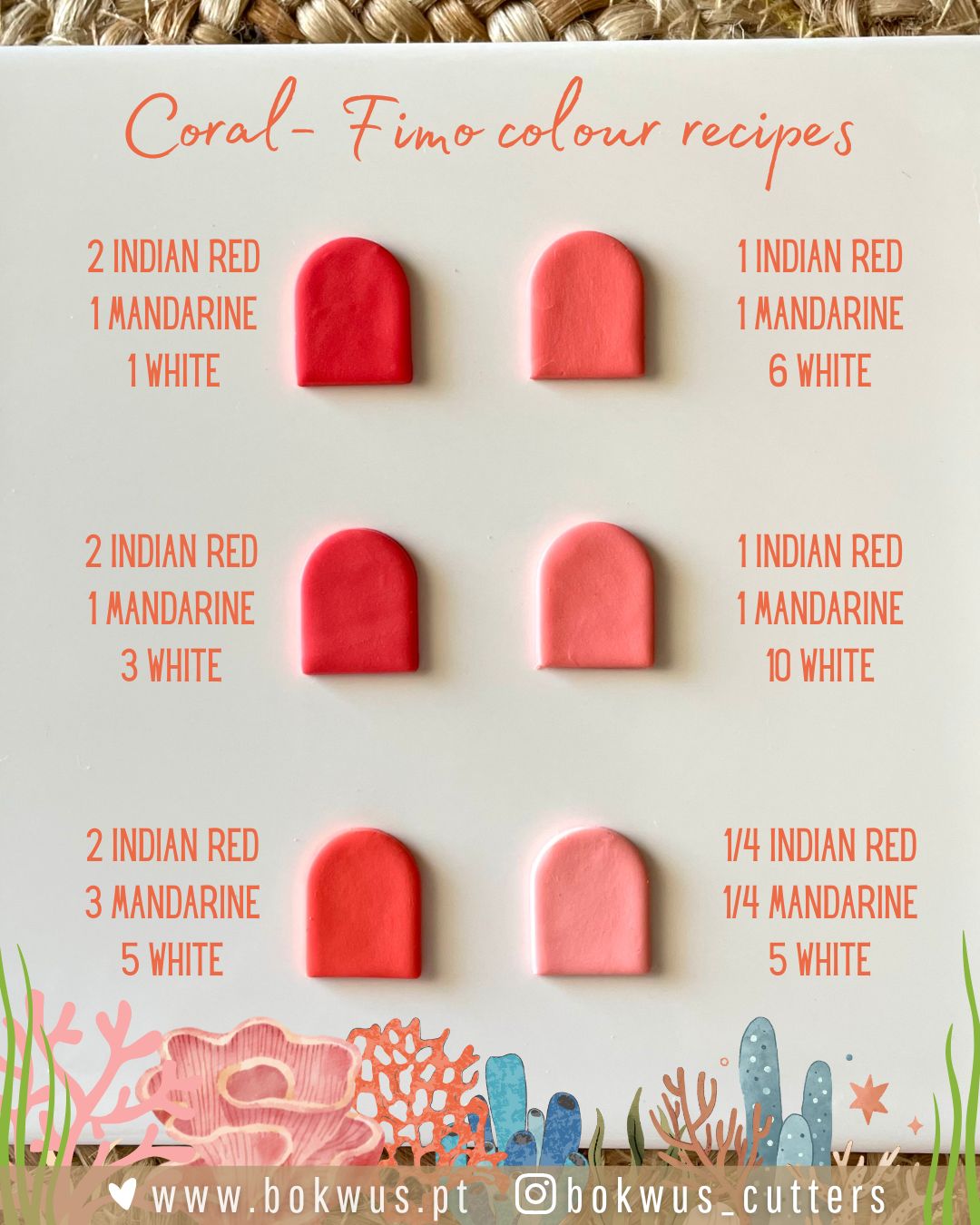 🍑 Receitas de tons coral para Fimo Soft