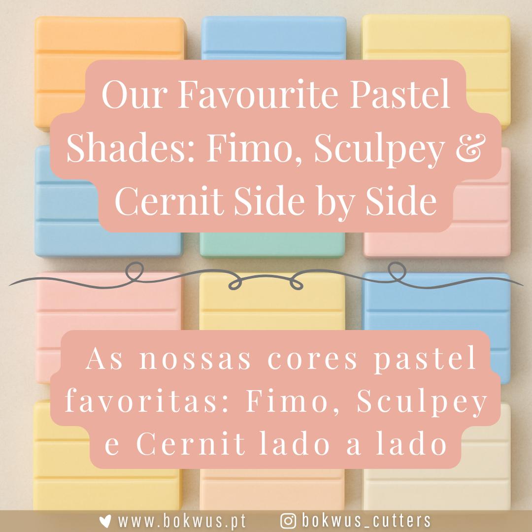 🌸 As nossas cores pastel favoritas: Fimo, Sculpey e Cernit lado a lado