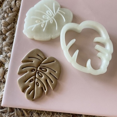 Conjunto carimbo e cortador Monstera (5cm) - BC633