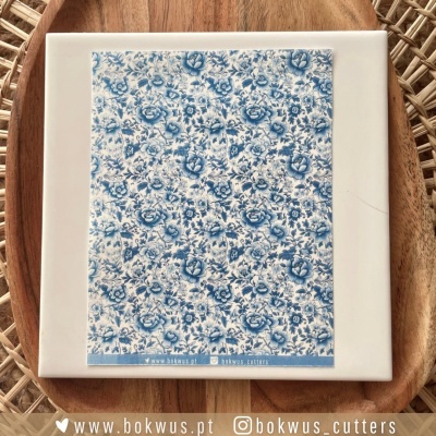 Papel tranfer - Azul & Branco