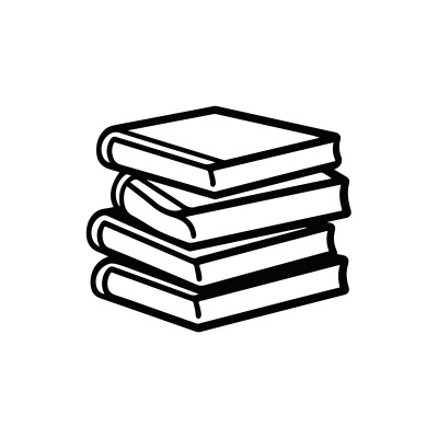 Ilustração de pilha de livros em preto e branco