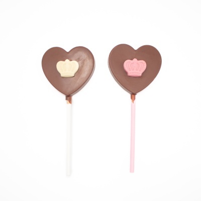 Chupa de Chocolate de Leite - Coração com Coroa Chupa de Chocolate de Leite - Coração com Coroa