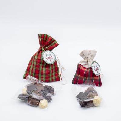 Saco de Pano com Bombons de Natal