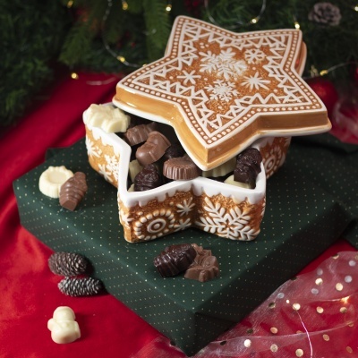 Estrela de Cerâmica com Bombons de Natal