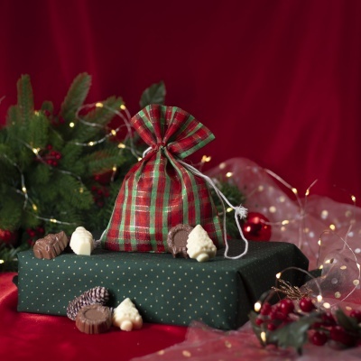 Saco de Pano com Bombons de Natal