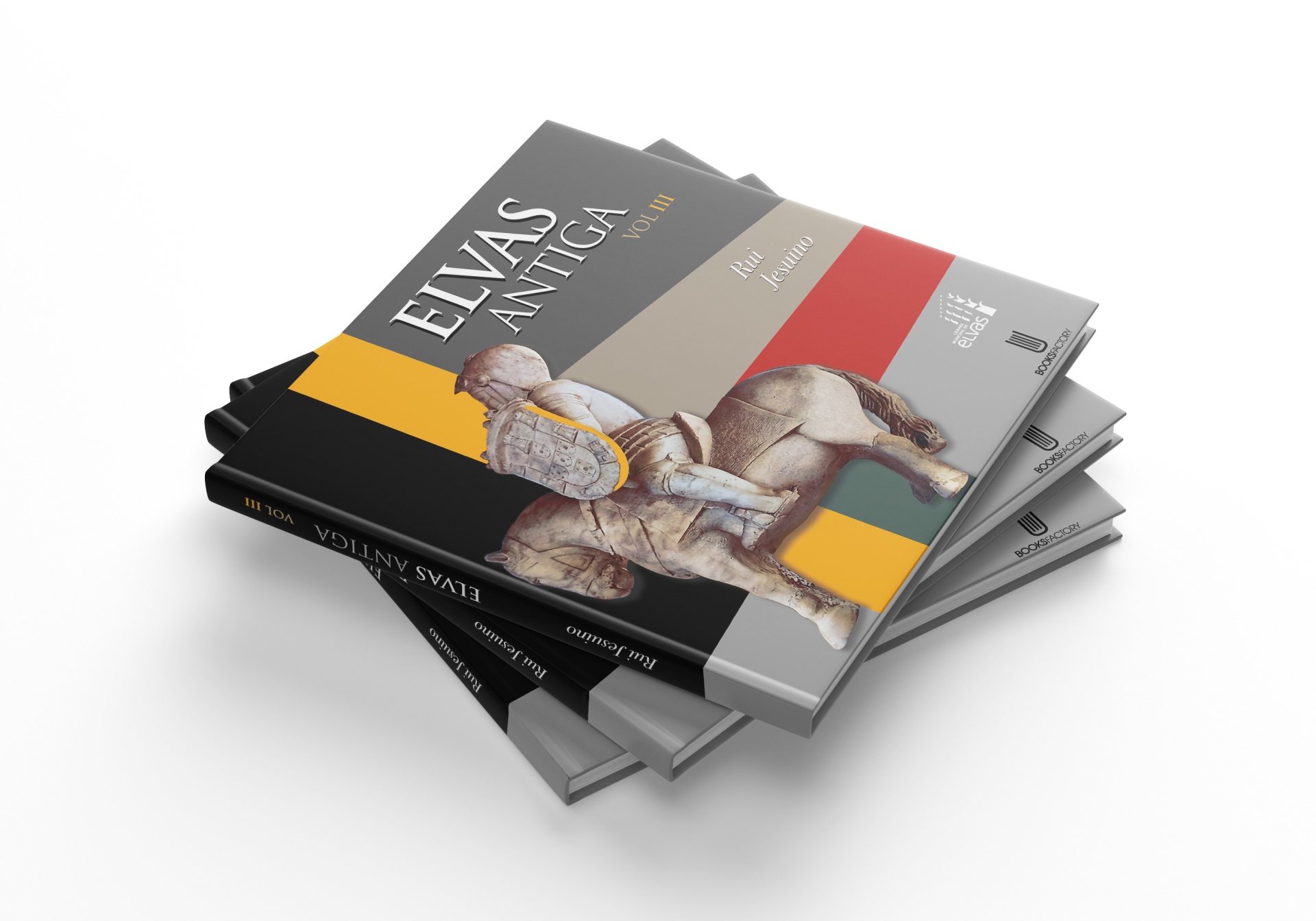 Elvas Antiga - VOL III - Em Pré-Venda Conjunto de livros ELVAS ANTIGA VOL III com capa colorida e escultura de cavaleiro antigo