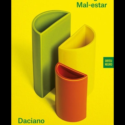 Livro Design e Mal-estar com objetos semicirculares coloridos