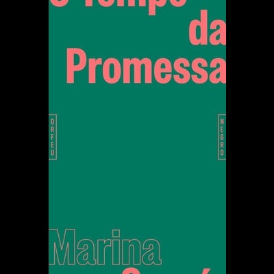 Capa de livro verde escuro com texto coral 'O Tempo da Promessa' e 'Marina Garcés'