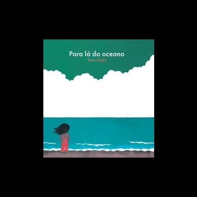 Capa de livro com criança de costas olhando para o mar azul