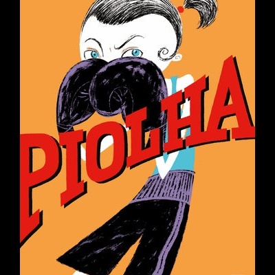 Capa de livro 'PIOLHA' com personagem ilustrado e texto em vermelho