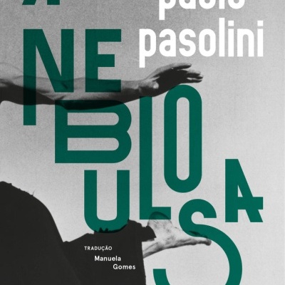 Capa de livro 'Anebui losas' de Pier Paolo Pasolini com design gráfico em cinza, verde e branco