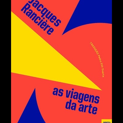 Capa de livro com formas geométricas coloridas e texto em azul e amarelo