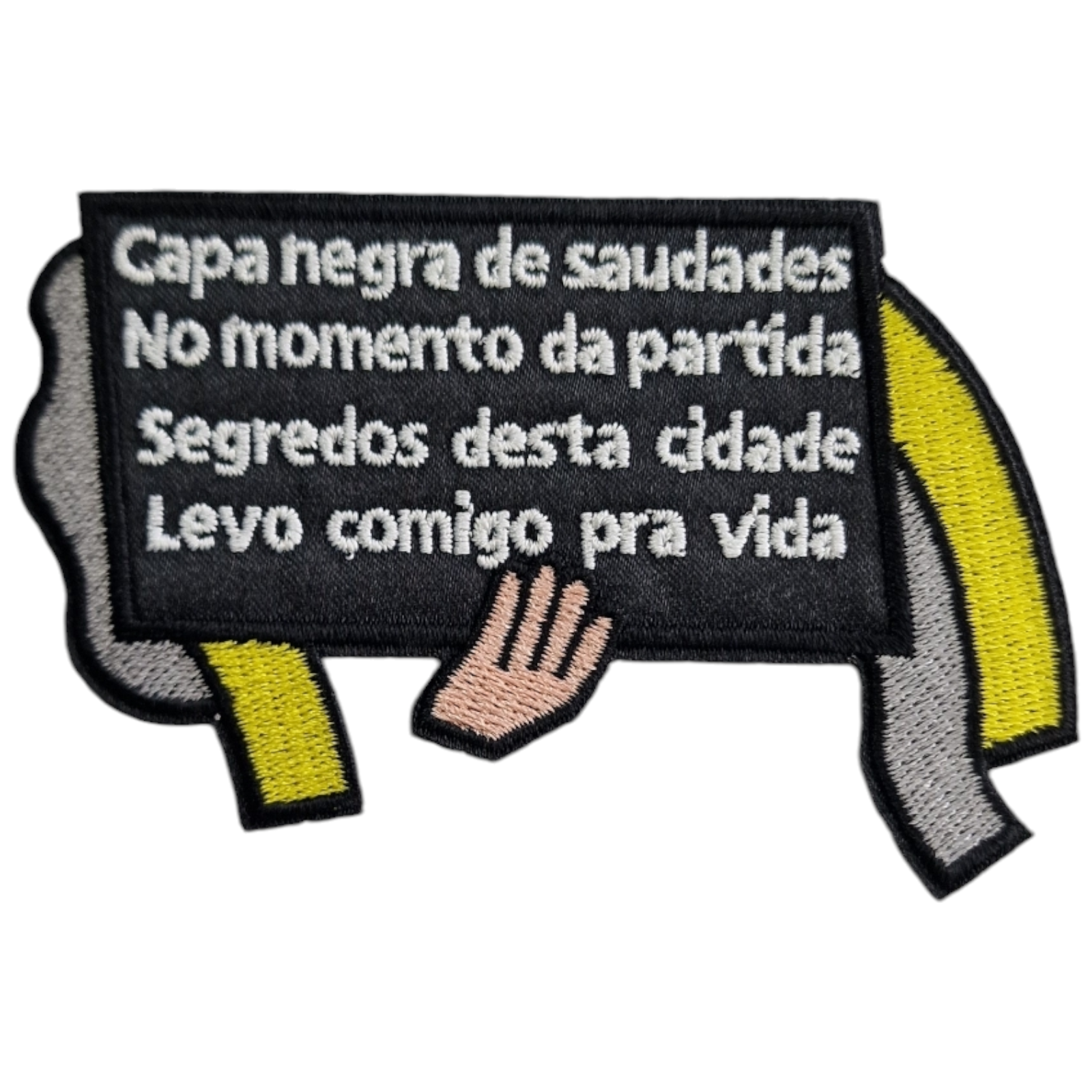Emblema Capa Negra saudades segredos Vida - Cinza/Amarelo