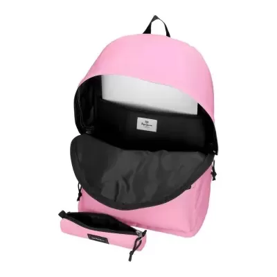 Mochila p/ Portátil 44cm + Estojo Aris Rosa Escuro Pepe Jeans