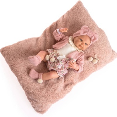 BONECA REBORN CASACO ROSA MACANISMO ALMOFADA