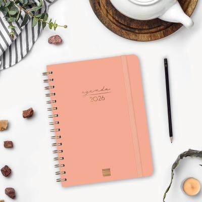 Agenda 2026 Semanal 12 meses Coral