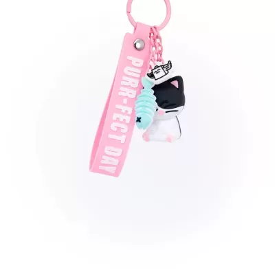 Porta-chaves com charm Gato - Purr-fect day
